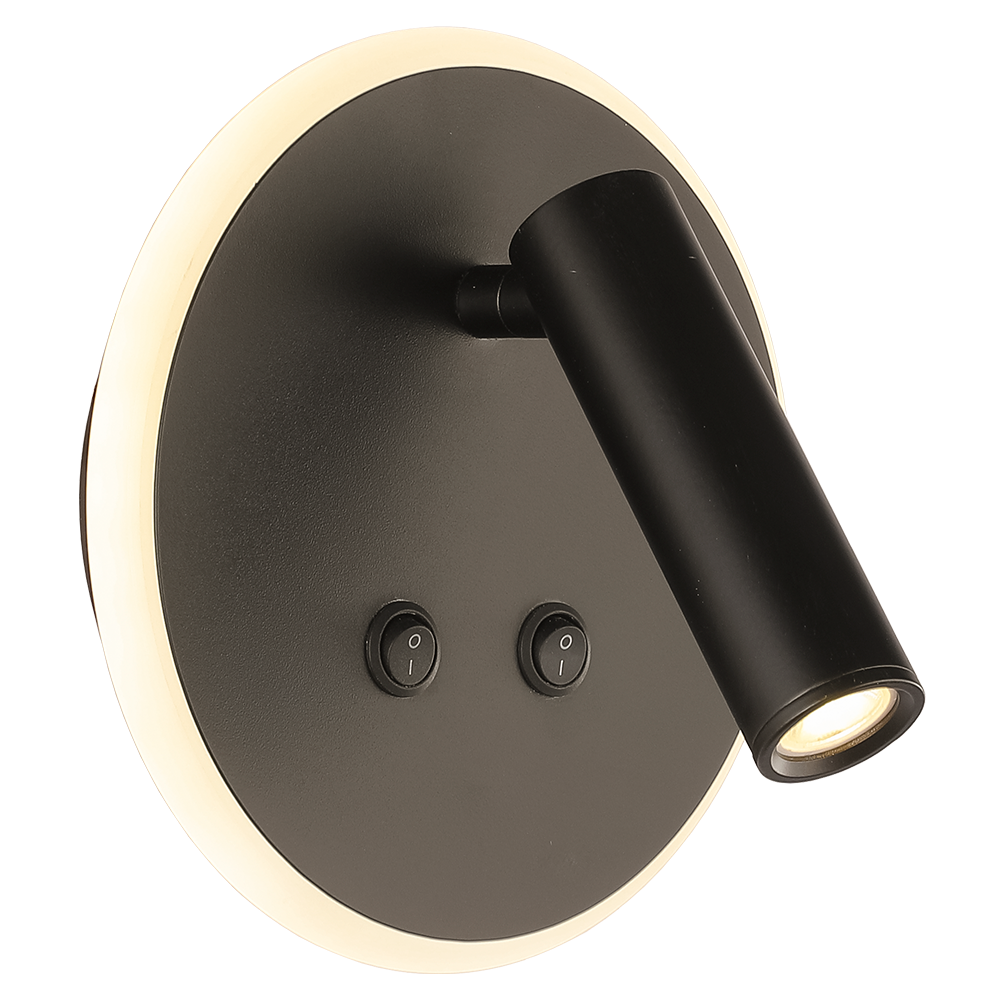 APLIQUE CABECERA LED 7W + 3W NEGRO 3000K
